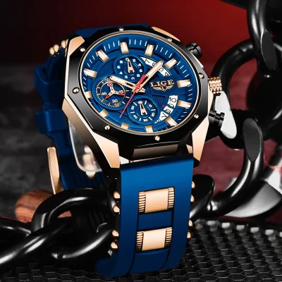 2025 LIGE New Fashion Mens Watches Top Brand Luxury Silicone Sport Watch Men Quartz Date Clock Waterproof Wristwatch Chronograph